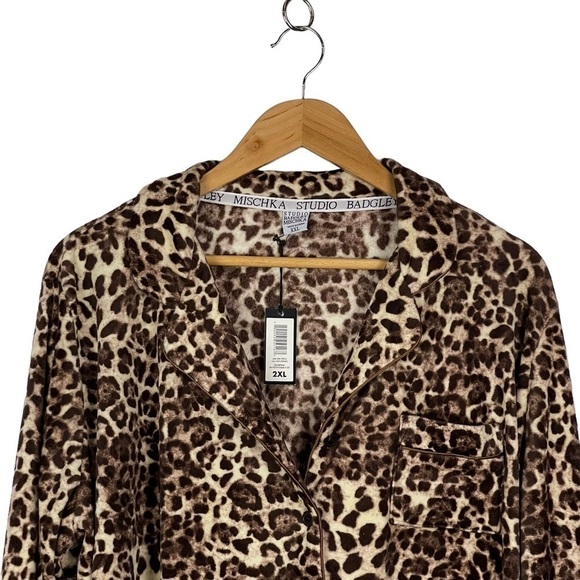BADGLEY MISCHKA STUDIO CHEETAH LEOPARD SOFT FUZZY MATCHING PAJAMA PJ SET - Picture 8 of 14